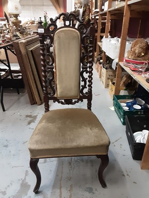 Lot 1026 - Victorian mahogany hall chair with spiral twist supports