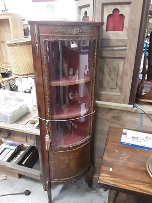 Lot 1029 - Reproduction corner cabinet with glazed door and gilt metal mounts