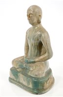 Lot 308 - Antique Japanese blue glazed porcelain figure...