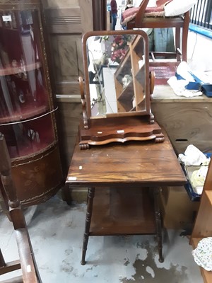 Lot 1031 - Victorian mahogany toilet mirror, oak elbow chair and a two tier occasional table