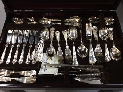 Lot 498 - Canteen silver plated cutlery in mahogany table cabinet on cabriole legs