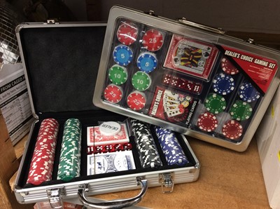 Lot 318 - Two cased poker sets, other games and boules
