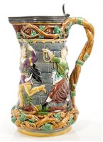 Lot 313 - Victorian Minton Majolica tower jug with...