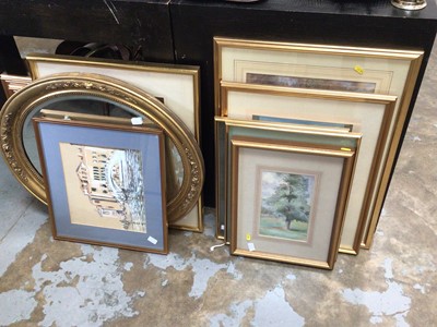 Lot 592 - Collection of pictures and prints, and a gilt framed mirror