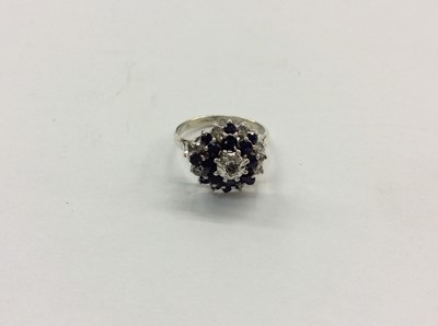 Lot 718 - 9ct white gold sapphire cluster ring