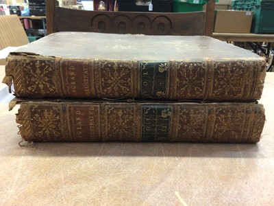 Lot 1255 - Books, two volumes, England Illustrated, or, A Compendium of the Natural History, Geography, Topography, and Antiquities Ecclesiastical and Civil, of England and Wales. Printed for J. Dodsley, 1764...