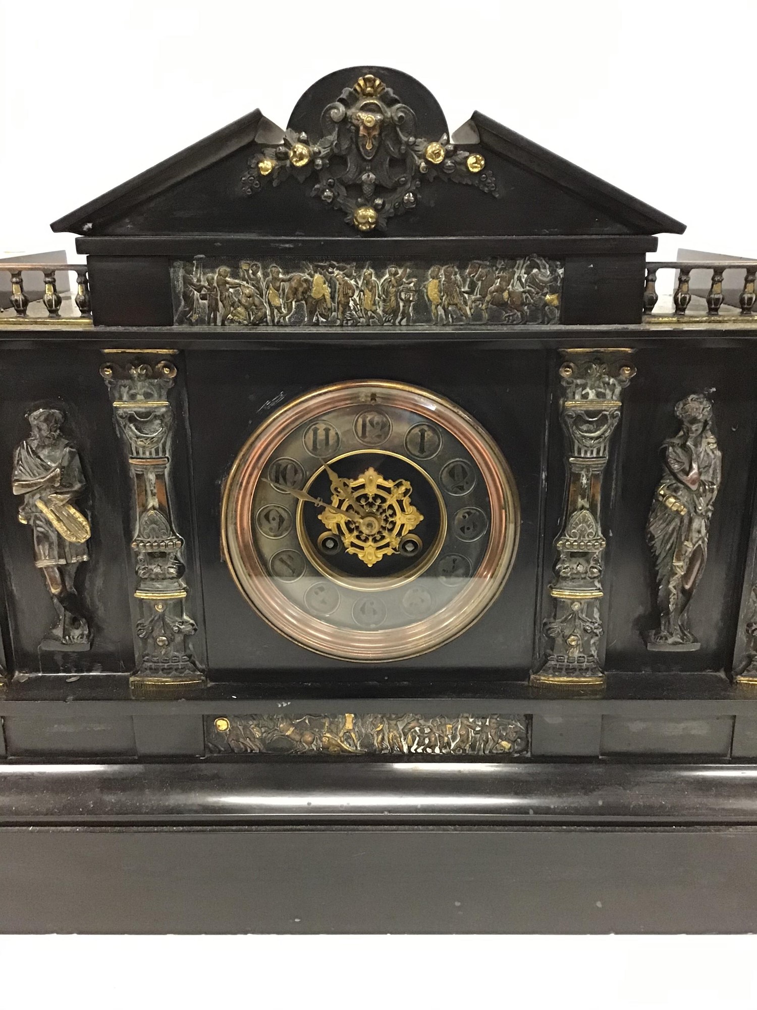 Lot 1877 - Antique slate clock