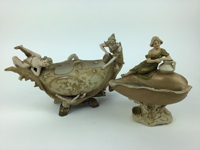 Lot 81 - Royal Dux table centre and another similar