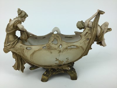 Lot 81 - Royal Dux table centre and another similar
