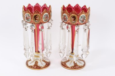 Lot 1 - Fine pair of Bohemian glass lustres