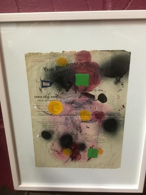 Lot 142 - Peter Skovaart mixed media and collage, untitled, signed and dated, framed