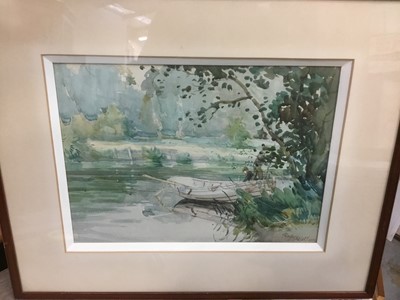 Lot 231 - Frank S Kelvey, watercolour boating scene ‘The river at Antrim’, signed and dated 1929