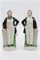 Lot 322 - Pair Victorian Staffordshire Evangelical...