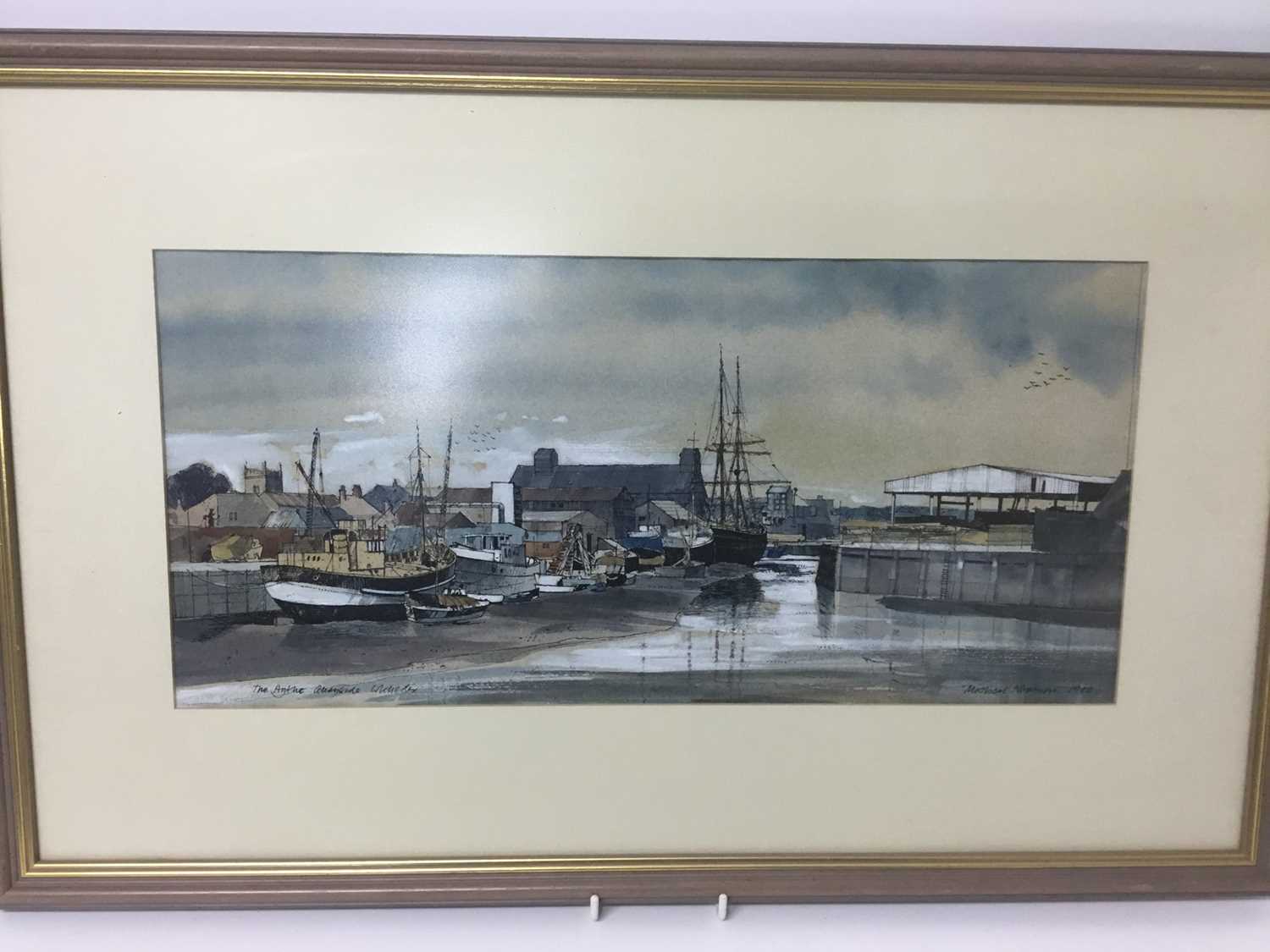 Lot 335 - Michael Norman pen and watercolour, The Hythe, Colchester.