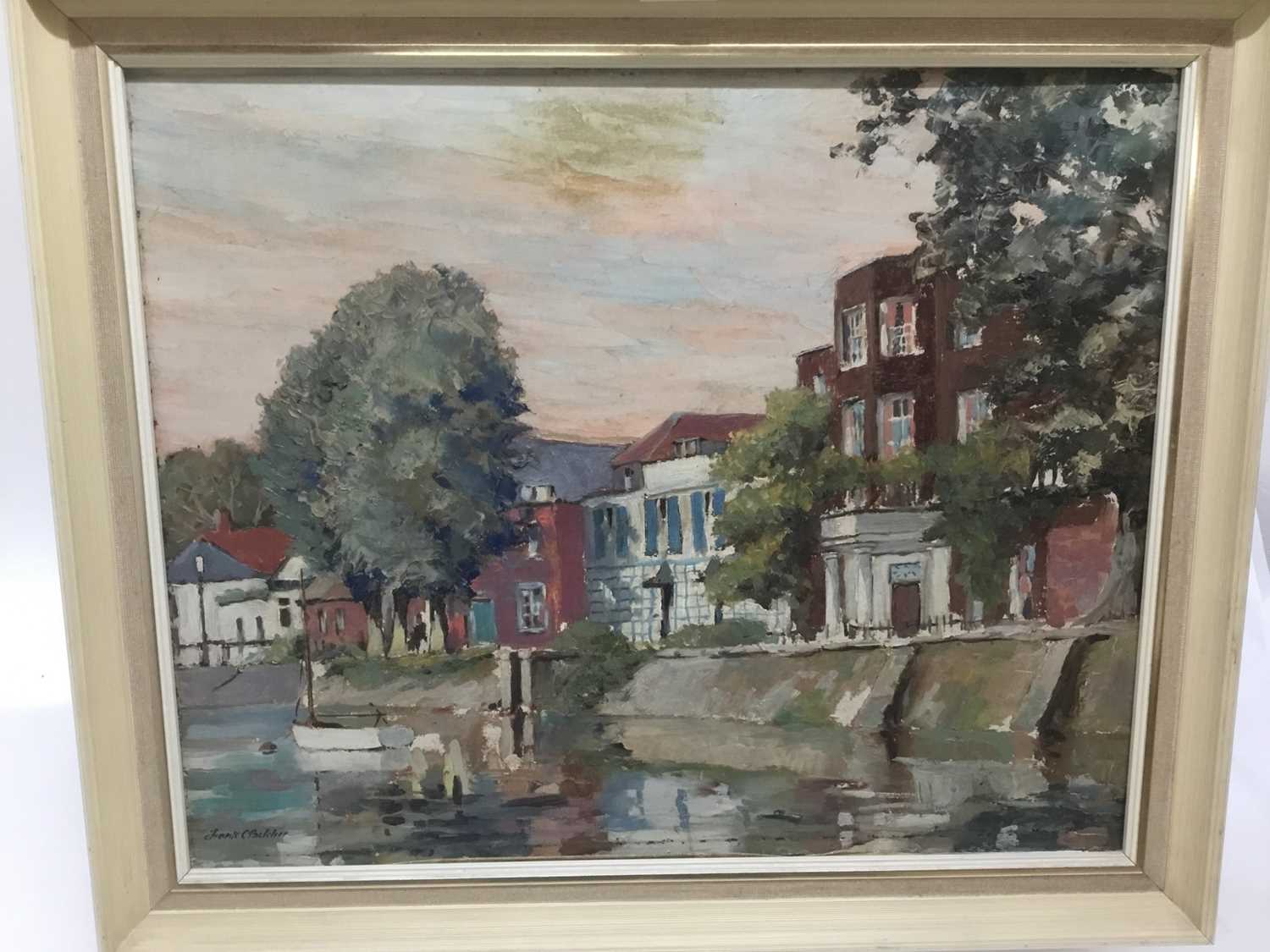 Lot 275 - Frank Belcher (1905-1959) oil on board, Thames scene