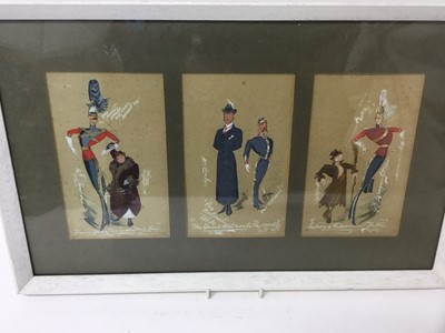 Lot 59 - Framed group of three Edwardian military watercolours and another