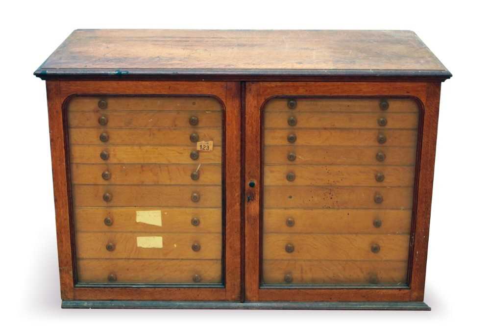 Lot 753 - Victorian oak double-banked collectors cabinet