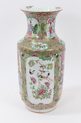 Lot 98 - Large 19th century Chinese Canton Famille Rose vase decorated with panels of birds, flowers and figures, 36cm in overall height