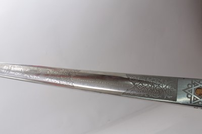 Lot 330 - George V 1897 pattern Sword with presentation inscription on blade, together with printed research