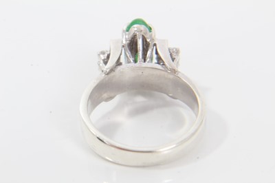 Lot 225 - 18ct white gold green jade and diamond ring