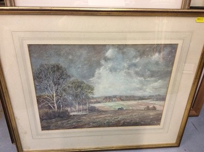 Lot 335 - C.C. Turner watercolour farm yard scene, Oliver Hall Welsh landscape and four other watercolours