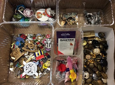 Lot 448 - Collection military badges and buttons, other badges, pins, brooches etc