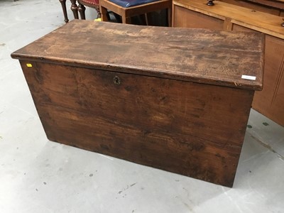 Lot 858 - 19 th century elm coffer with iron side handles and rising lid 94cm wide, 51 cm high, 44 cm deep