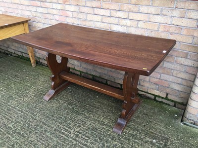 Lot 863 - Antique-style oak refectory table with shaped end standards