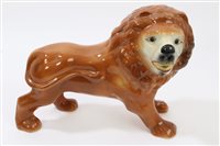 Lot 345 - Late 19th century Staffordshire lion ornaments...