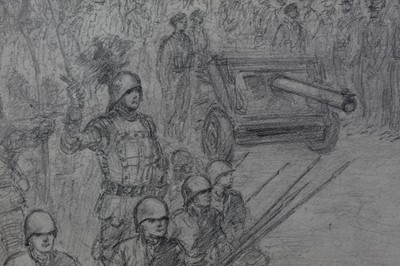 Lot 122 - Bryan De Grineau pencil drawing- The Royal Tournament, Earls Court, possibly for London Illustrated News