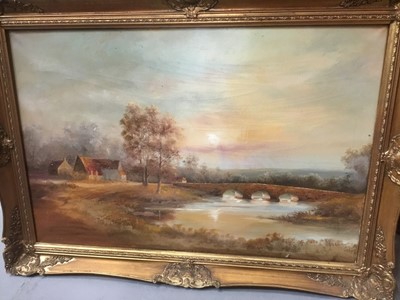 Lot 136 - Wheeler (late 20th century English School) oil on canvas, moonlit river landscape, signed.  together with three others by the same hand. (4)