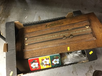 Lot 284 - One box of sundry items to include Snooker Score board, costume jewellery and other items