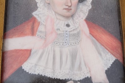 Lot 304 - M.B. Russell (American) portrait miniatures on ivory of a couple circa. 1830