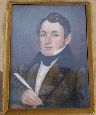 Lot 304 - M.B. Russell (American) portrait miniatures on ivory of a couple circa. 1830