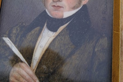 Lot 304 - M.B. Russell (American) portrait miniatures on ivory of a couple circa. 1830