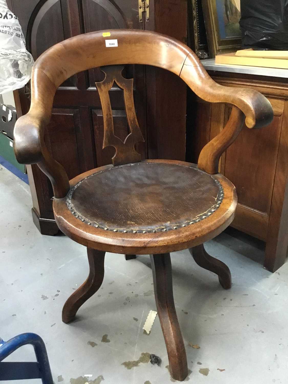 Lot 1040 - Victorian walnut swivel desk chair