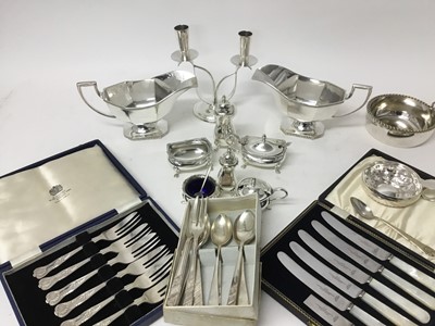 Lot 236 - Pair of silver plated sauce boats and other silver plated wares