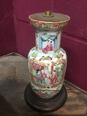 Lot 143 - 19th century Canton vase converted to a lamp
