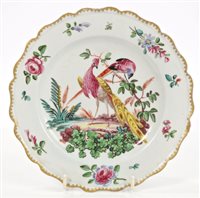 Lot 354 - 18th century Bow polychrome plate, circa 1765,...