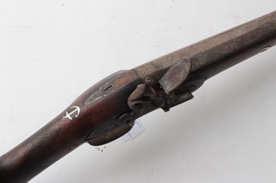 Lot 376 - English flintlock sporting gun with inset silver anchor decoration
