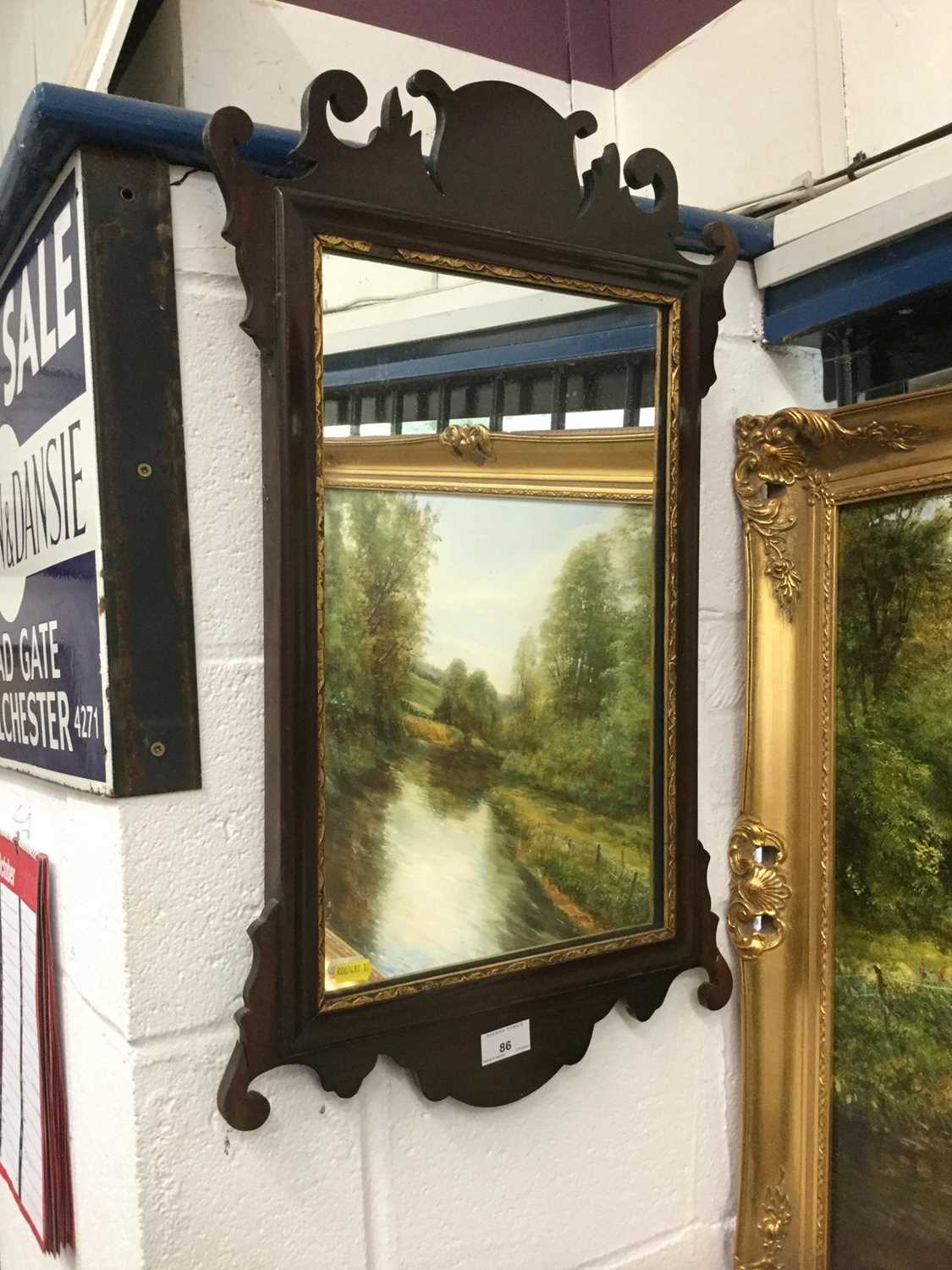 Lot 86 - Georgian-style mahogany framed wall mirror in the Chippendale taste