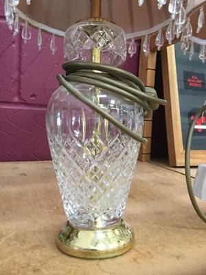 Lot 94 - Good quality pair of cut glass table lamps with shades