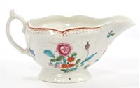 Lot 358 - 18th century Worcester moulded sauce boat,...