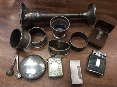 Lot 689 - Group silver items including spill vase, napkin rings etc