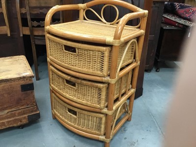 Lot 885 - Contempory rattan chest with three drawers