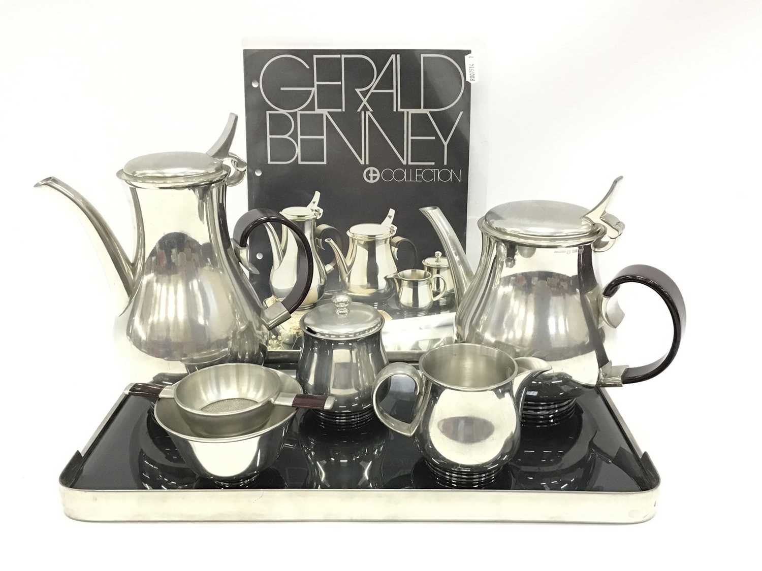 Lot 2280 - Gerald Benney Selangor Pewter six piece tea/coffee set on rectangular tray, with booklet