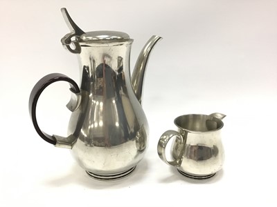 Lot 2280 - Gerald Benney Selangor Pewter six piece tea/coffee set on rectangular tray, with booklet