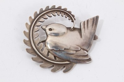 Lot 92 - Georg Jensen silver bird brooch, numbered 309