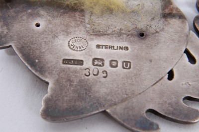 Lot 92 - Georg Jensen silver bird brooch, numbered 309