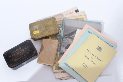 Lot 261 - First World War Princess Mary Gift Tin, together with a group of programmes and other ephemera relating to Gibraltar